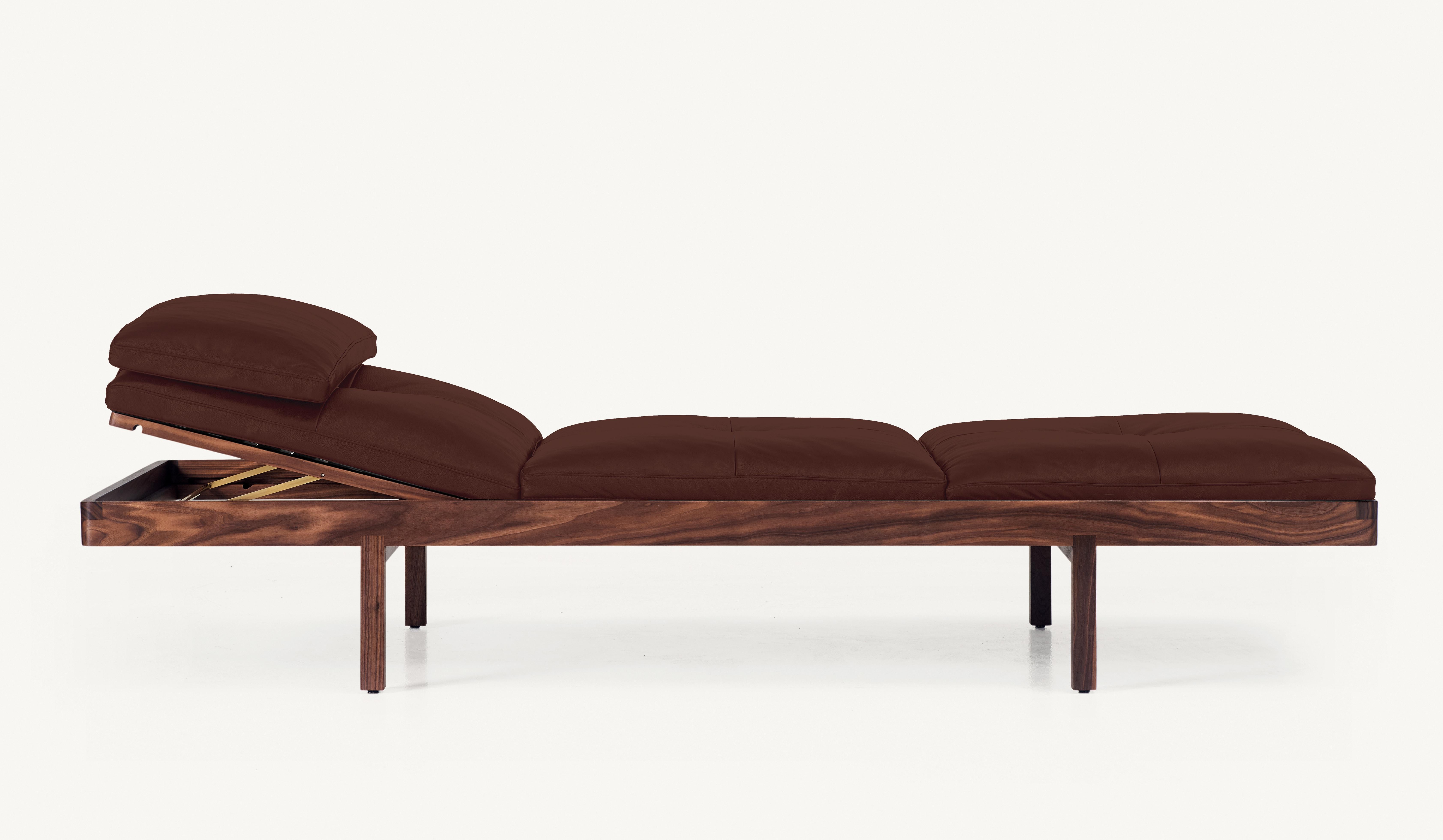 For Sale: Brown (Elegant 93957 Dark Brown) Daybed in Walnut and Leather Designed by Craig Bassam