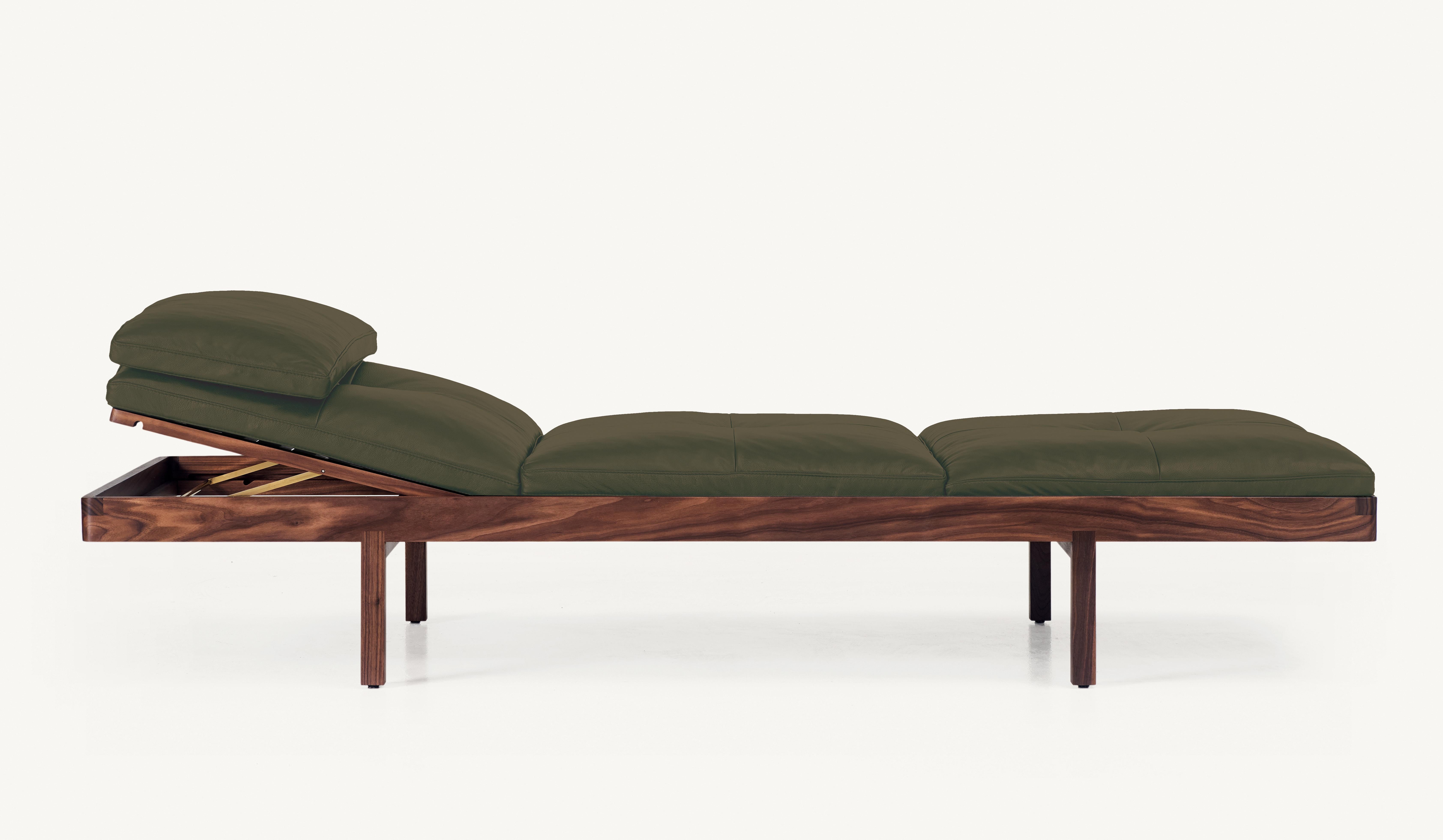 For Sale: Brown (Elegant 48027 Olive) Daybed in Walnut and Leather Designed by Craig Bassam