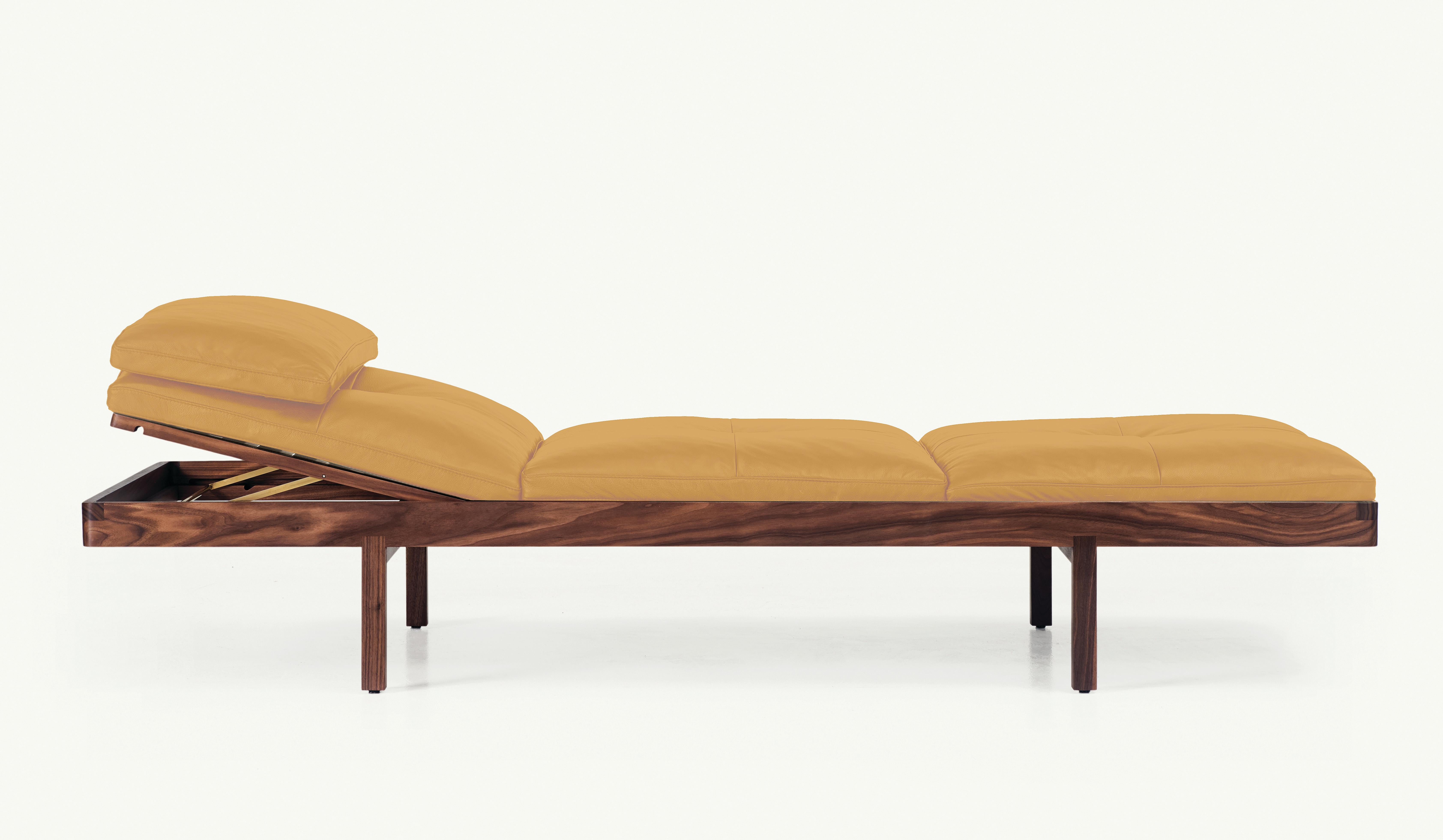 For Sale: Brown (Elegant 43024 Camel) Daybed in Walnut and Leather Designed by Craig Bassam