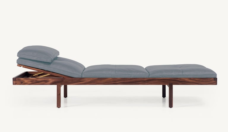 For Sale: Gray (Elegant 11038 Platinum Gray) Daybed in Walnut and Leather Designed by Craig Bassam