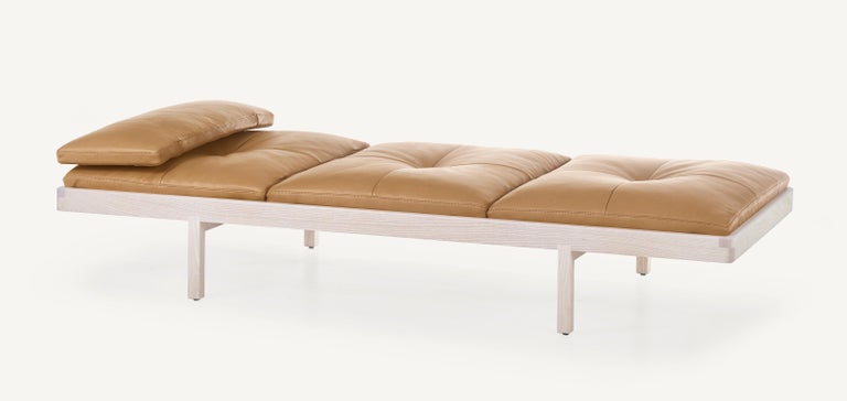 For Sale: Brown (Elegant 43024 Camel) Daybed in White Ash and Leather Designed by Craig Bassam 2