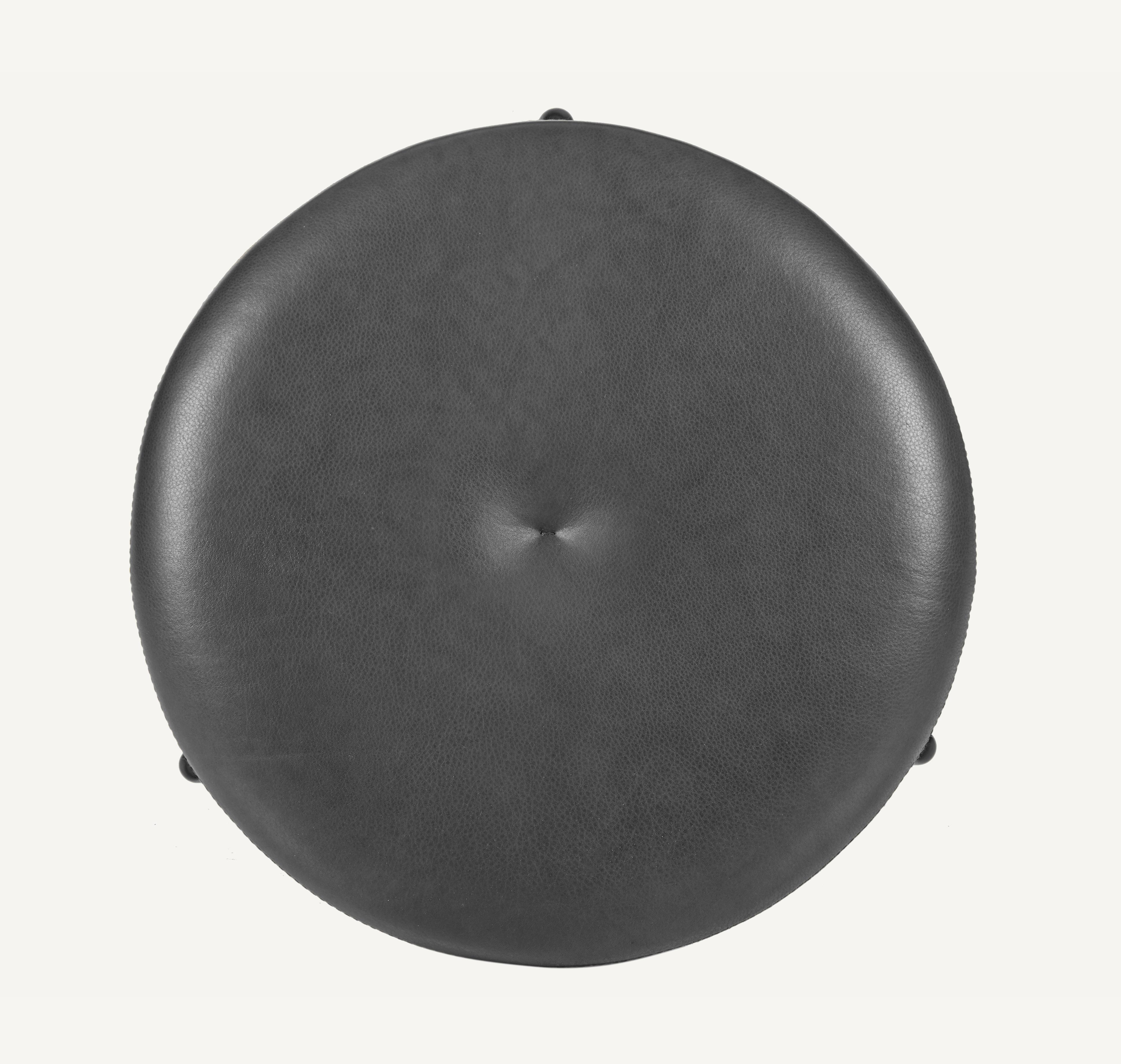 For Sale: Black (Elegant 91059 Anthracite) Circular Stool in Gunmetal and Leather Designed by Craig Bassam 2