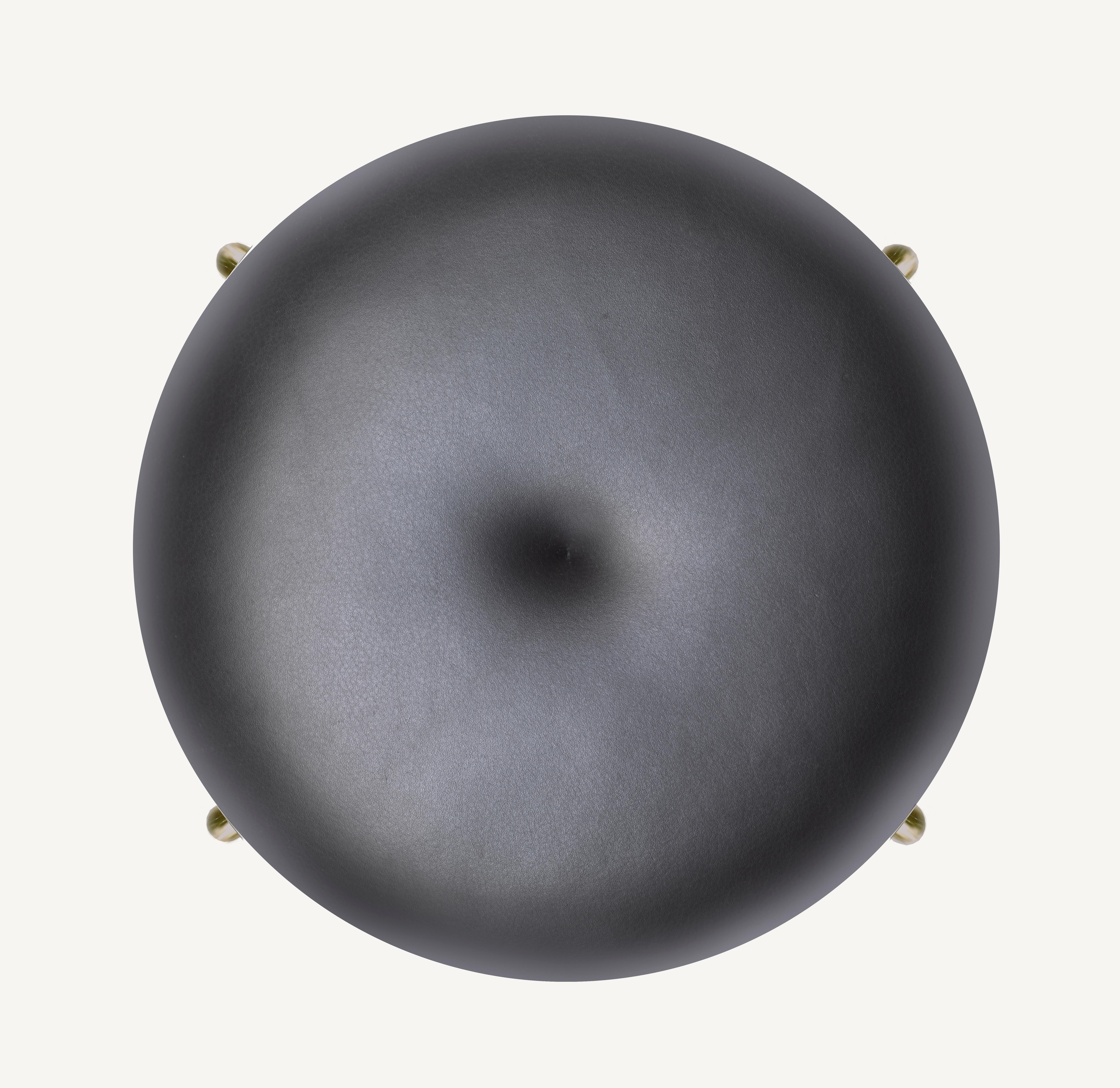 For Sale: Black (Elegant 99001 Black) Circular Bar Stool in Bronze and Leather Designed by Craig Bassam 2