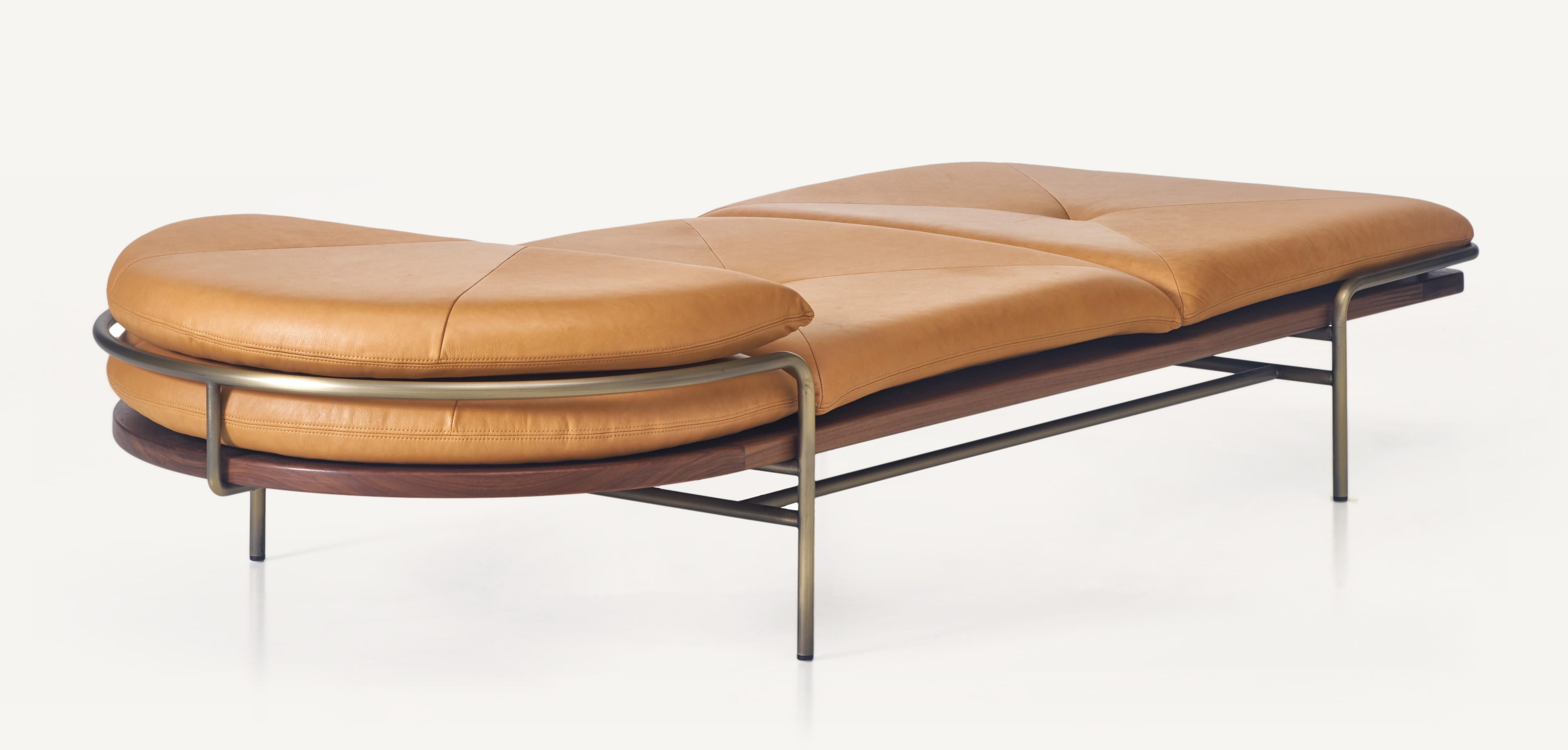 For Sale: Brown (Elegant 43024 Camel) Geometric Daybed in Solid Walnut, Bronze and Leather by Craig Bassam 3