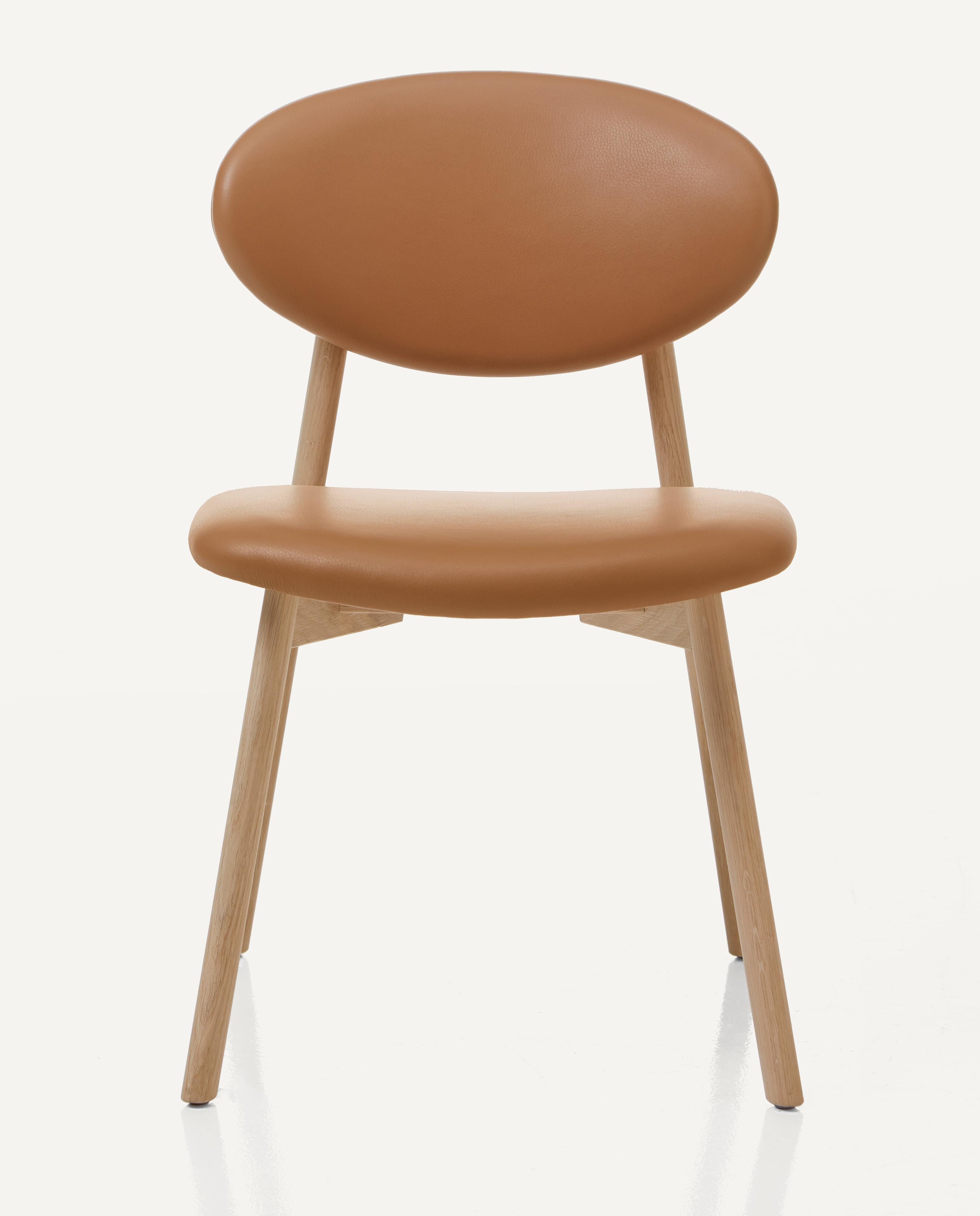 For Sale: Brown (Comfort 43632 Camel) Ovoid Chair in Solid Oak, Raw Effect and Leather by Craig Bassam 3