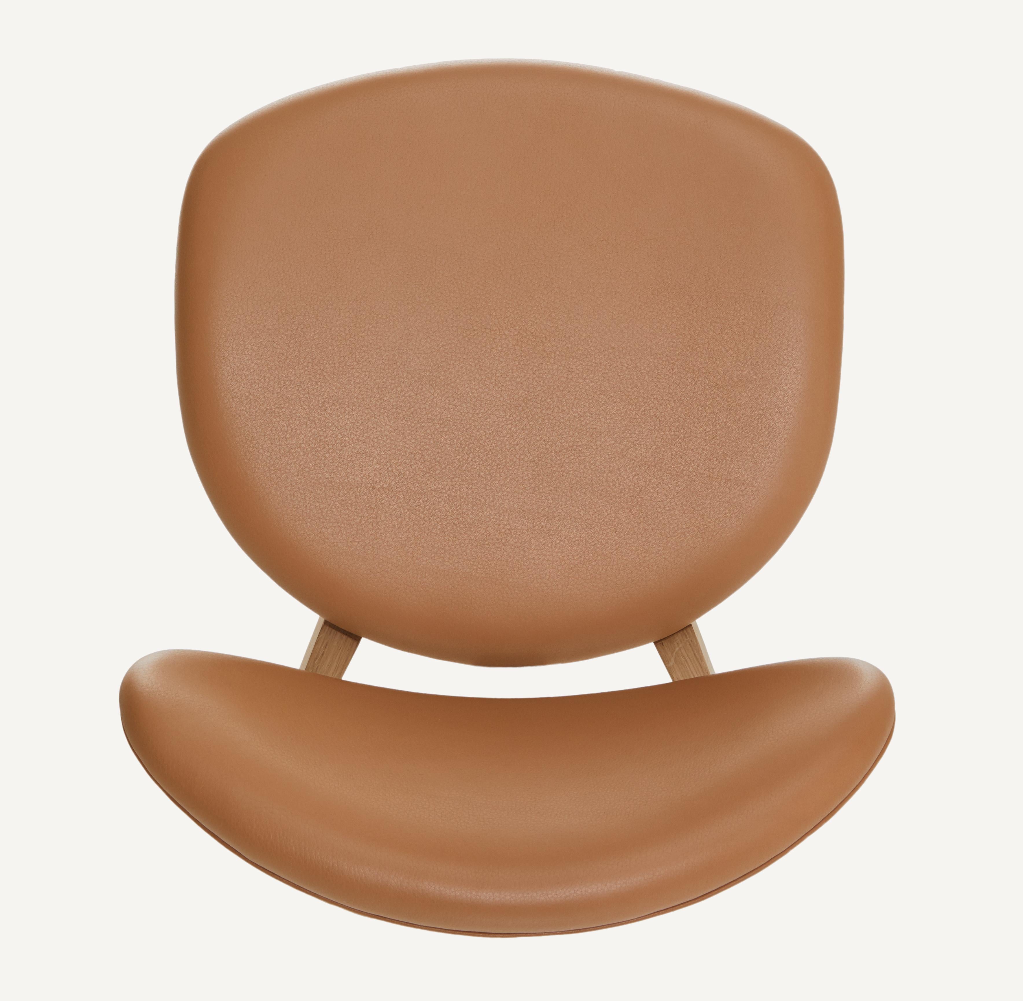 For Sale: Brown (Comfort 43632 Camel) Ovoid Chair in Solid Oak, Raw Effect and Leather by Craig Bassam 6