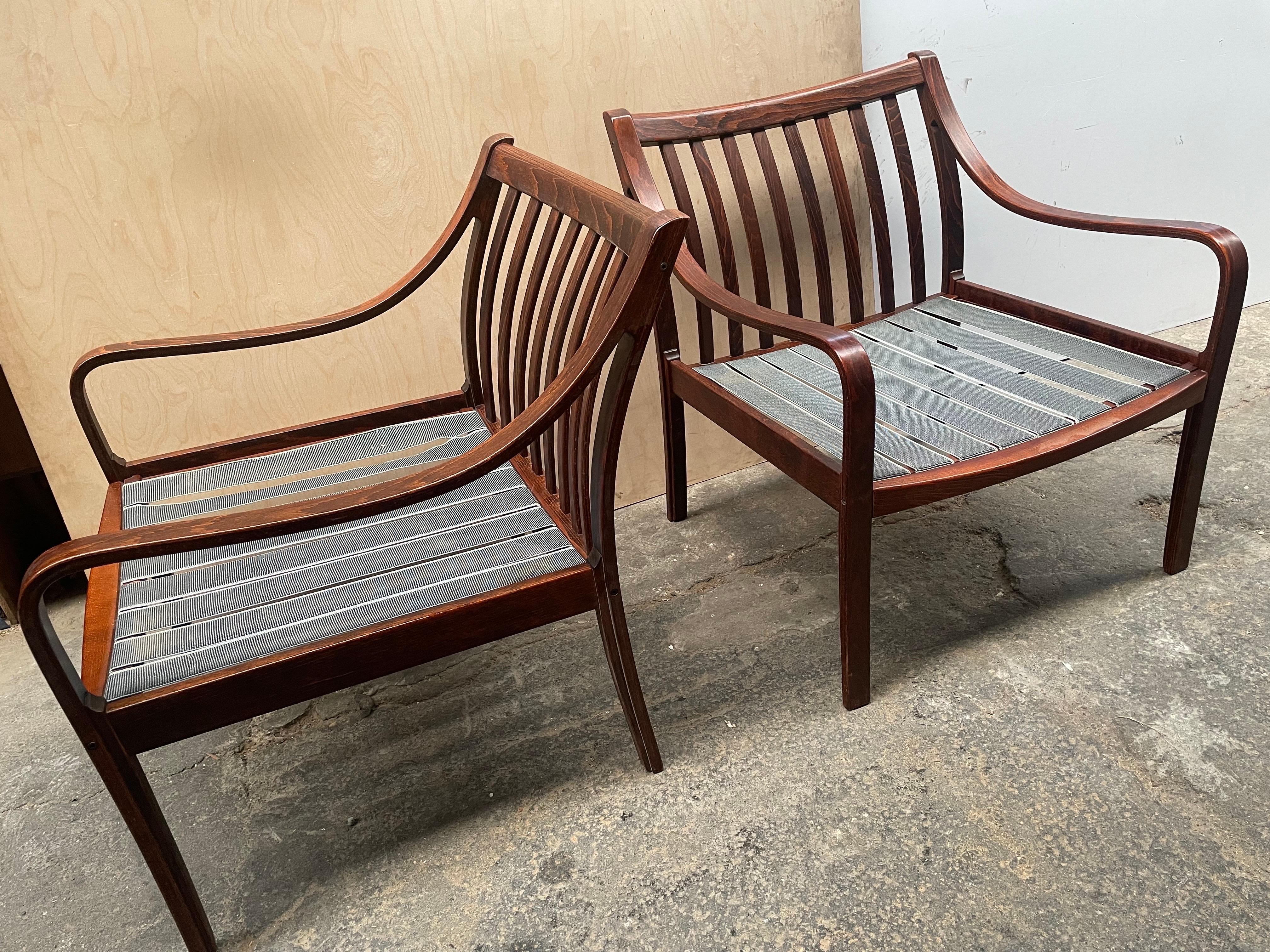 Pair of Lounge Chairs by Fredrik Kayser for Vatne Møbler, 1960s For Sale 1