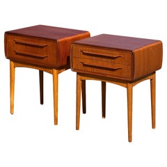 Johannes Andersen iconic teak nightstands with oak legs from the 1960's