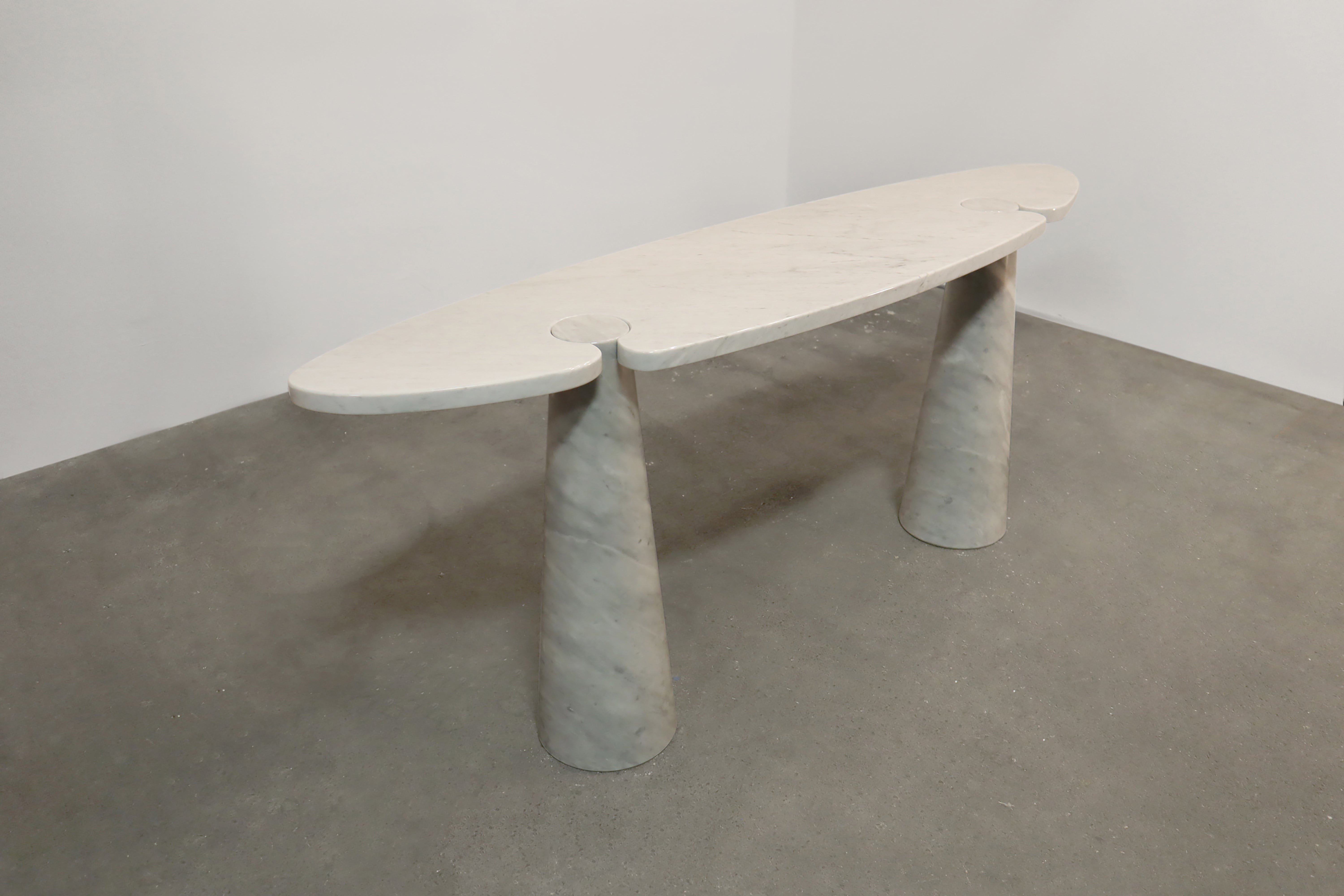 Mangiarotti Eros Console Table in Carrara Marble for Skipper, Italy