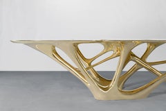 Hiper-polished Brass Dining Table, Lotus Dining Table by Zhipeng Tan
