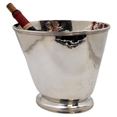 Hand Hammered 925 Sterling Silver Italian Wine Cooler circa 1950s