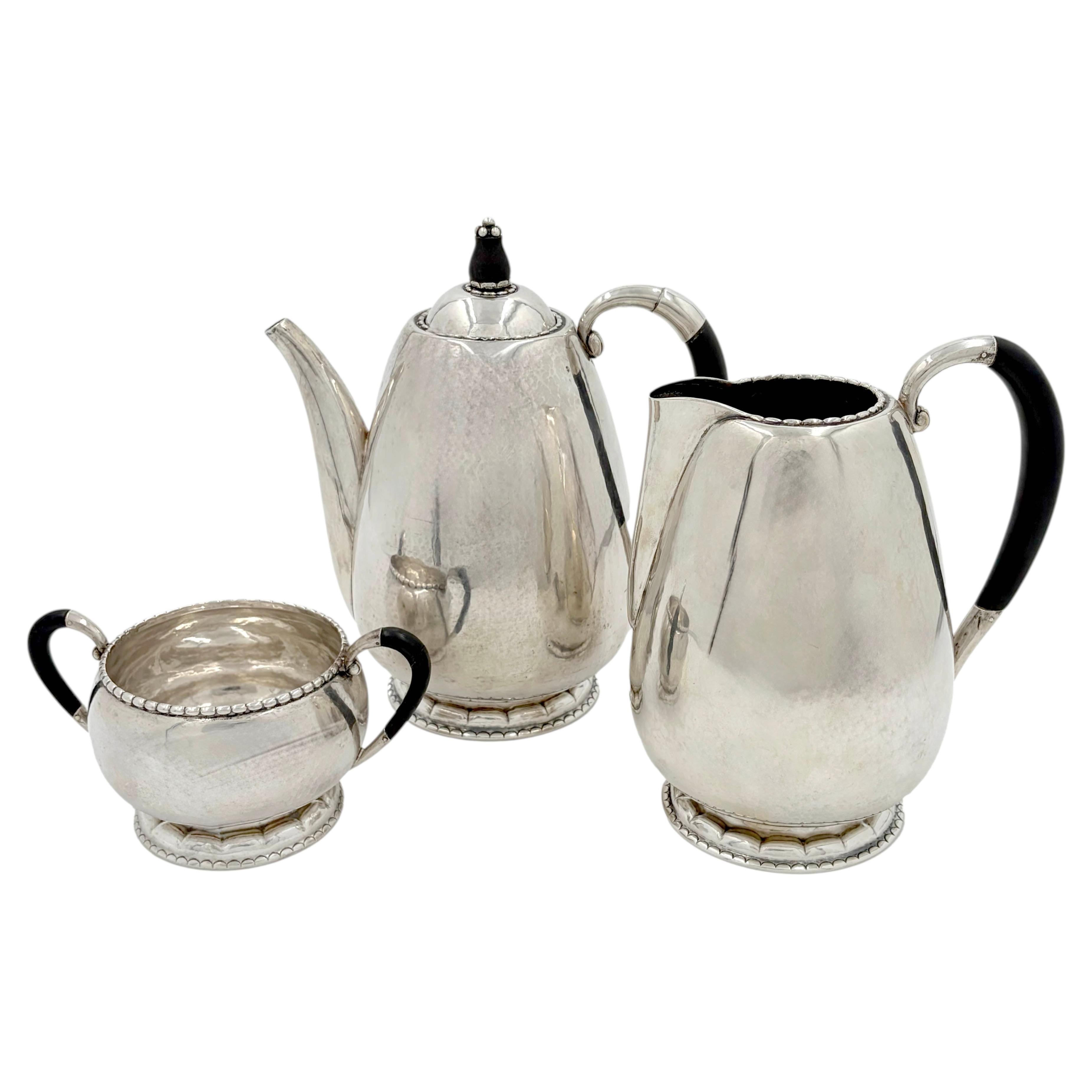 Georg Jensen Silver 3-Piece Coffee Set in Pattern #34 For Sale