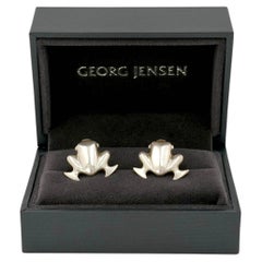 Pair of Georg Jensen Sterling Silver Cufflinks in Frog Shape