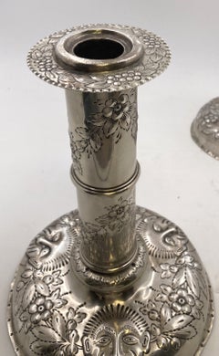 Ein Paar Gorham-Kerzenständer aus Sterlingsilber mit Zirkusköpfen