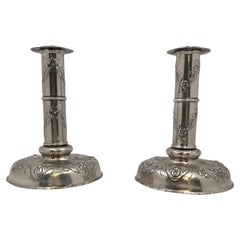 Ein Paar Gorham-Kerzenständer aus Sterlingsilber mit Zirkusköpfen