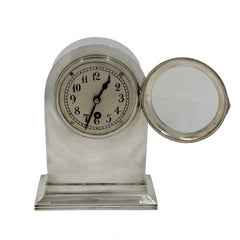 CE Keyser German Continental Silver Desk / Mantel Clock from Early 20th Century