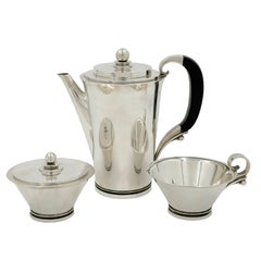 Set da caffè Georg Jensen by Nielsen in argento sterling, 4 pezzi, motivo a piramide n. 600