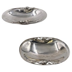 Georg Jensen Pair of Sterling Silver Oval Bowls in Blossom Pattern #2B