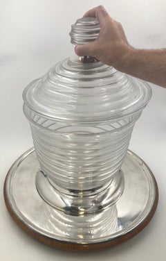 Wilhelm von Eiff Glass Punch Bowl/ Wine Cooler on Silver Wooden Mount Art Deco