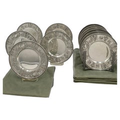Gorham Set of 12 Sterling Silver Bread/ Dessert Plates in Maintenon Pattern 1926