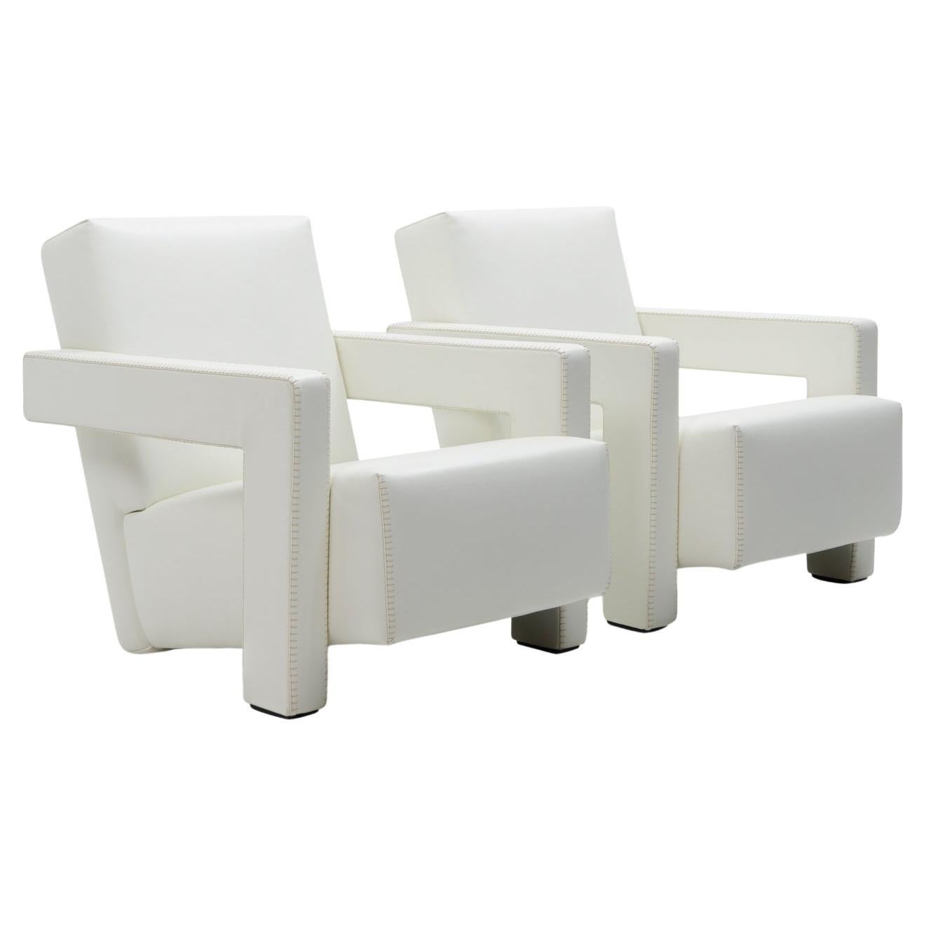 Poltrone Gerrit Rietveld Utrecht di Cassina, set in pelle, design modernista in vendita
