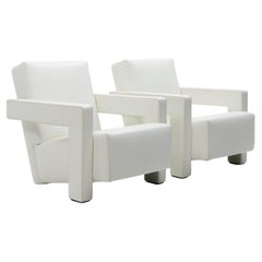 Modernist Design Gerrit Rietveld Utrecht Armchairs by Cassina, Set in Leather