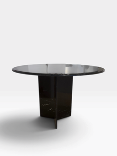 Round dining table made of black Marquina marble – 1980s