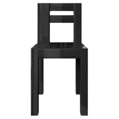 Sedia da pranzo moderna brutalista minimalista in legno wengé nero con schienale incrociato