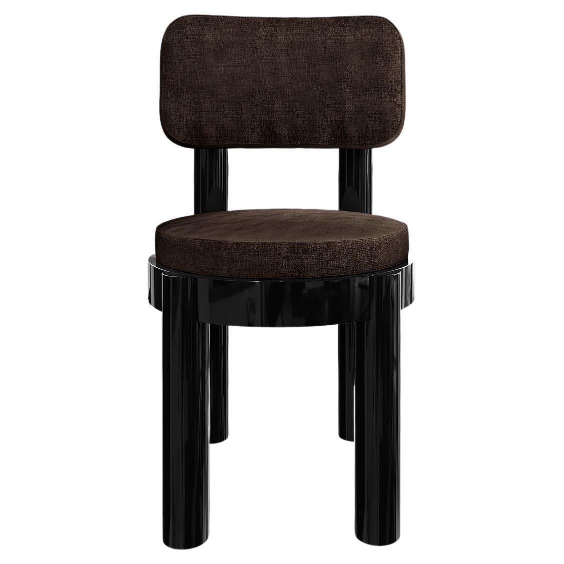 Contemporary Dining Chair Wenge Upholstered in Dark Green Velvet & Body Black