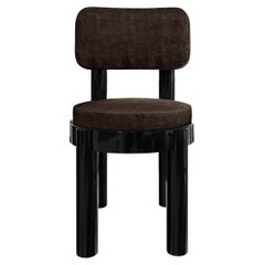 Contemporary Dining Chair Wenge Upholstered in Dark Green Velvet & Body Black