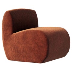 The Moderns Modern Fauteuil en peluche en velours rouge foncé Brown sans accoudoirs