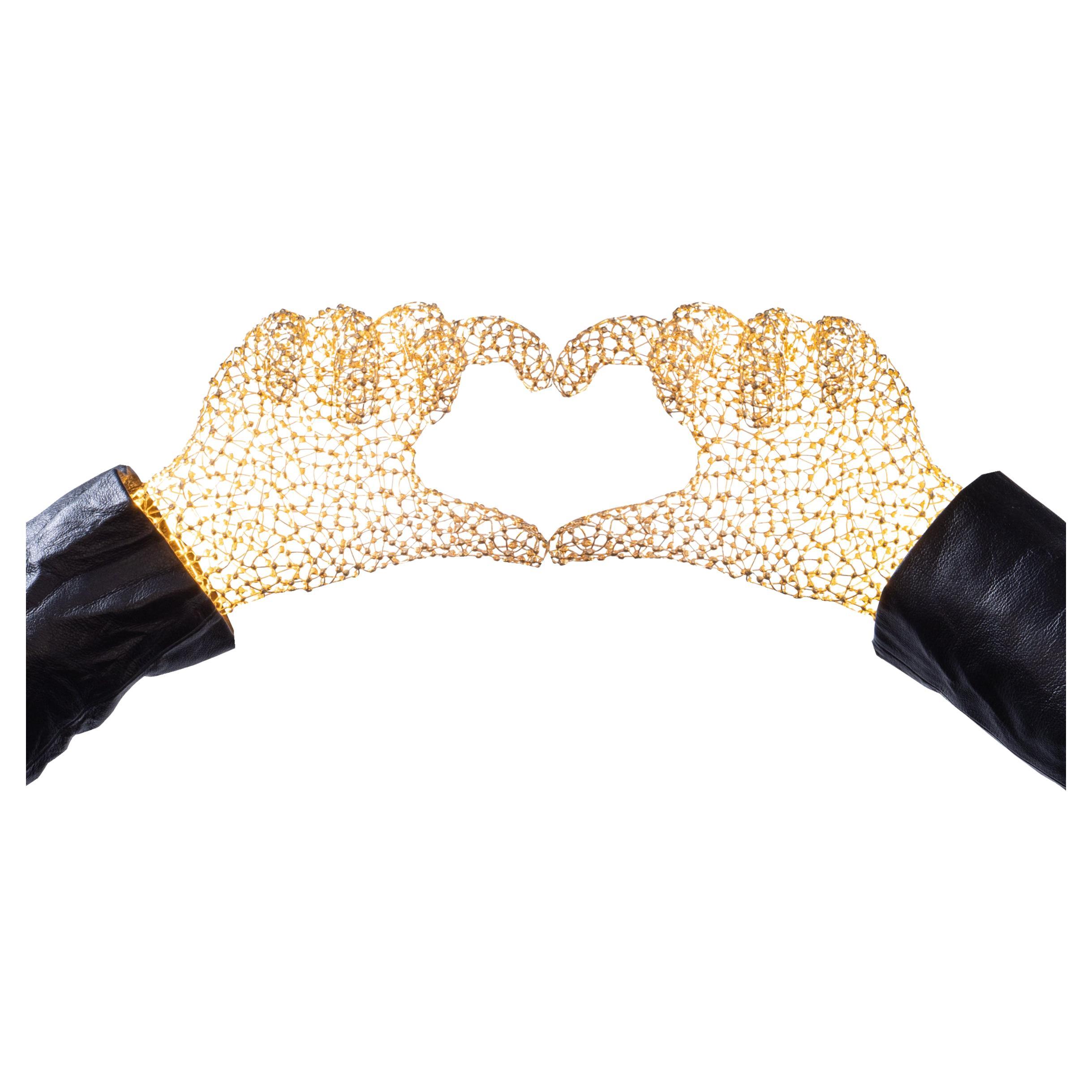 Bejewelled Hand (Gold) by Ango - Art Object with Light and Luminosity