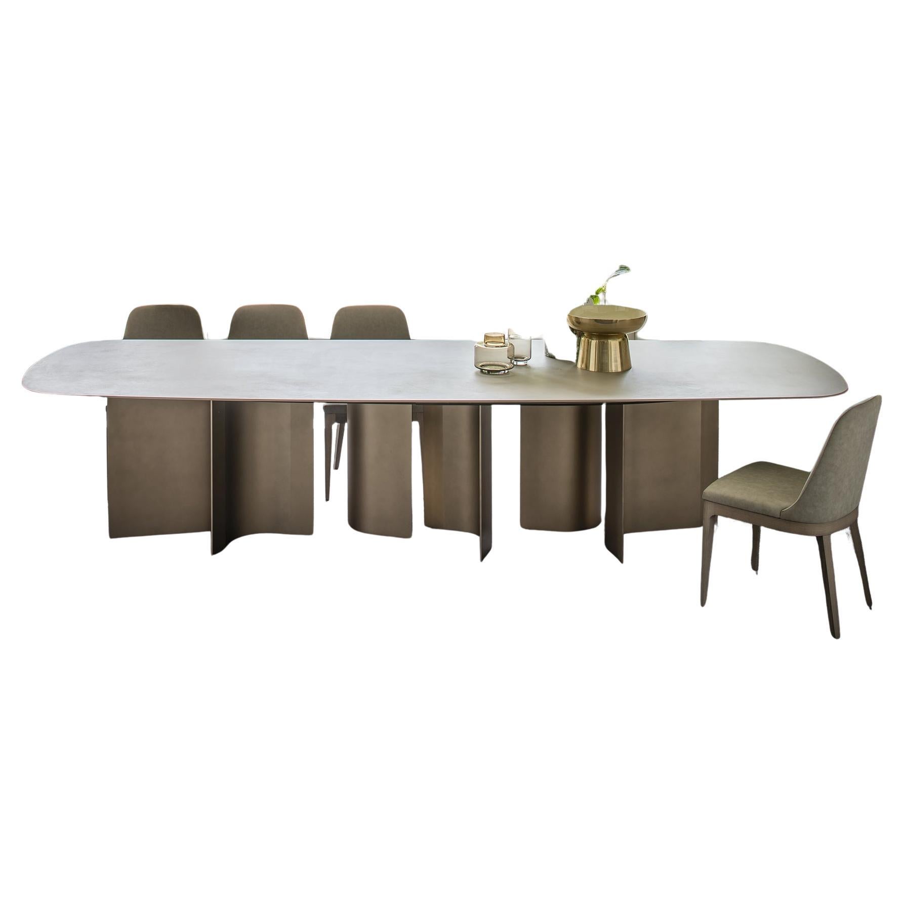 Contemporary by Studio Oxi Table Wood Clay and Bronzo Lacquered For Sale