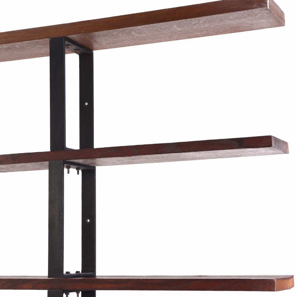Belgian Narrow Iron and Oak Étagère, Belgium, C 1970 — Architect-Designed. For Sale