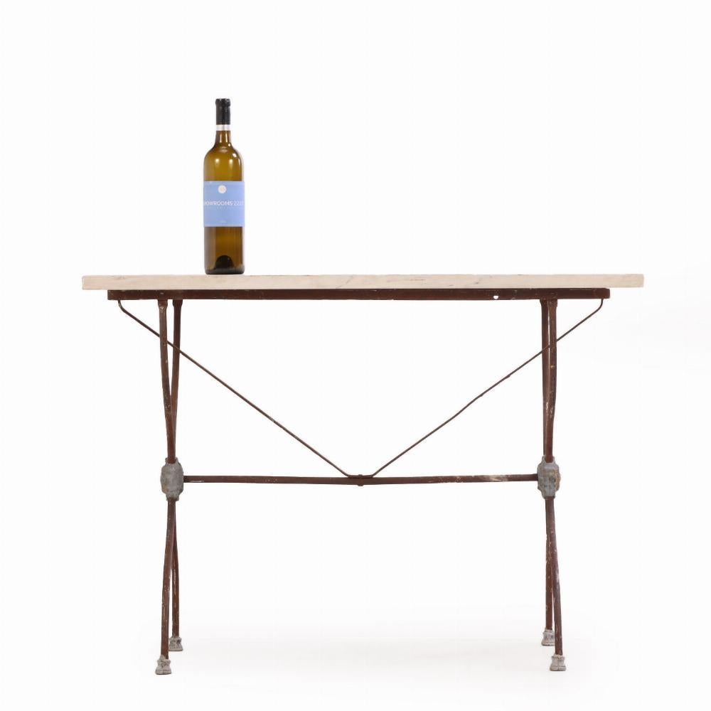 20th Century French Iron Marble Top Bistro Table, C. 1920 For Sale