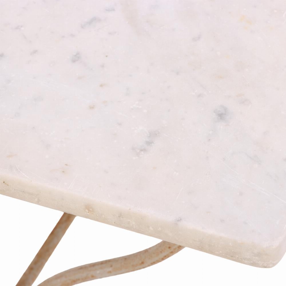 French Iron Marble Top Bistro Table, C. 1920 In Good Condition For Sale In Philadelphia, PA