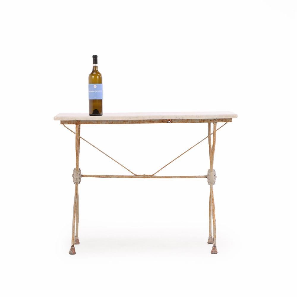 French Iron Marble Top Bistro Table, C. 1920 For Sale 1