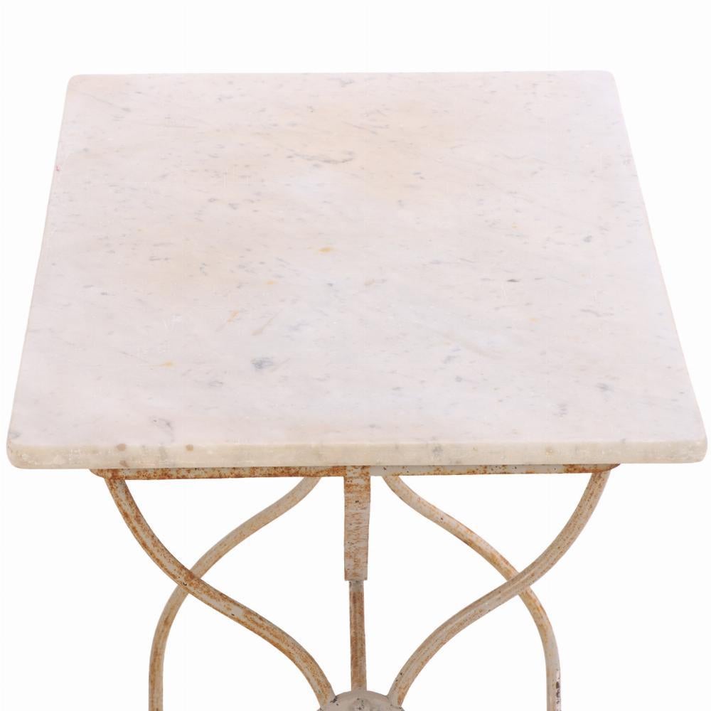 French Iron Marble Top Bistro Table, C. 1920 For Sale 2