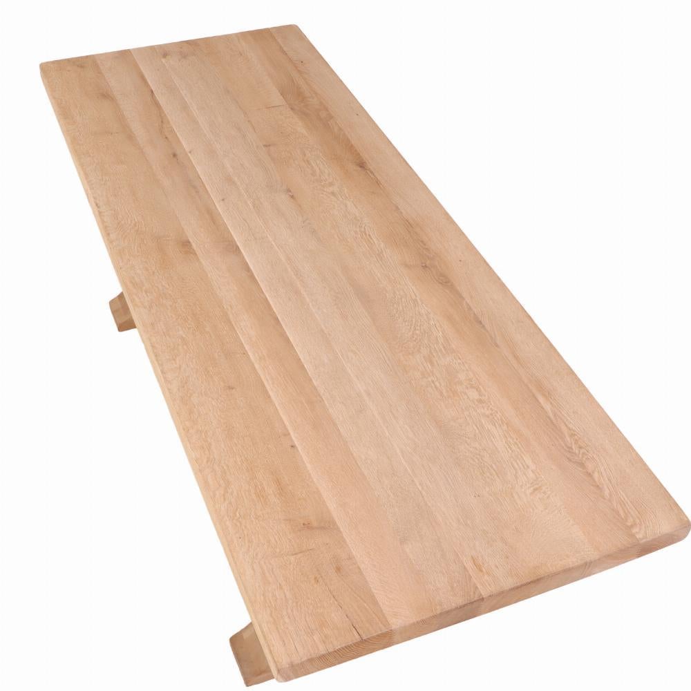 French Solid Oak Slab-Top Trestle Table, C 1950. For Sale 1