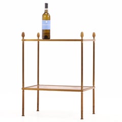 Tavolino francese a due ripiani in ottone, 1945 circa