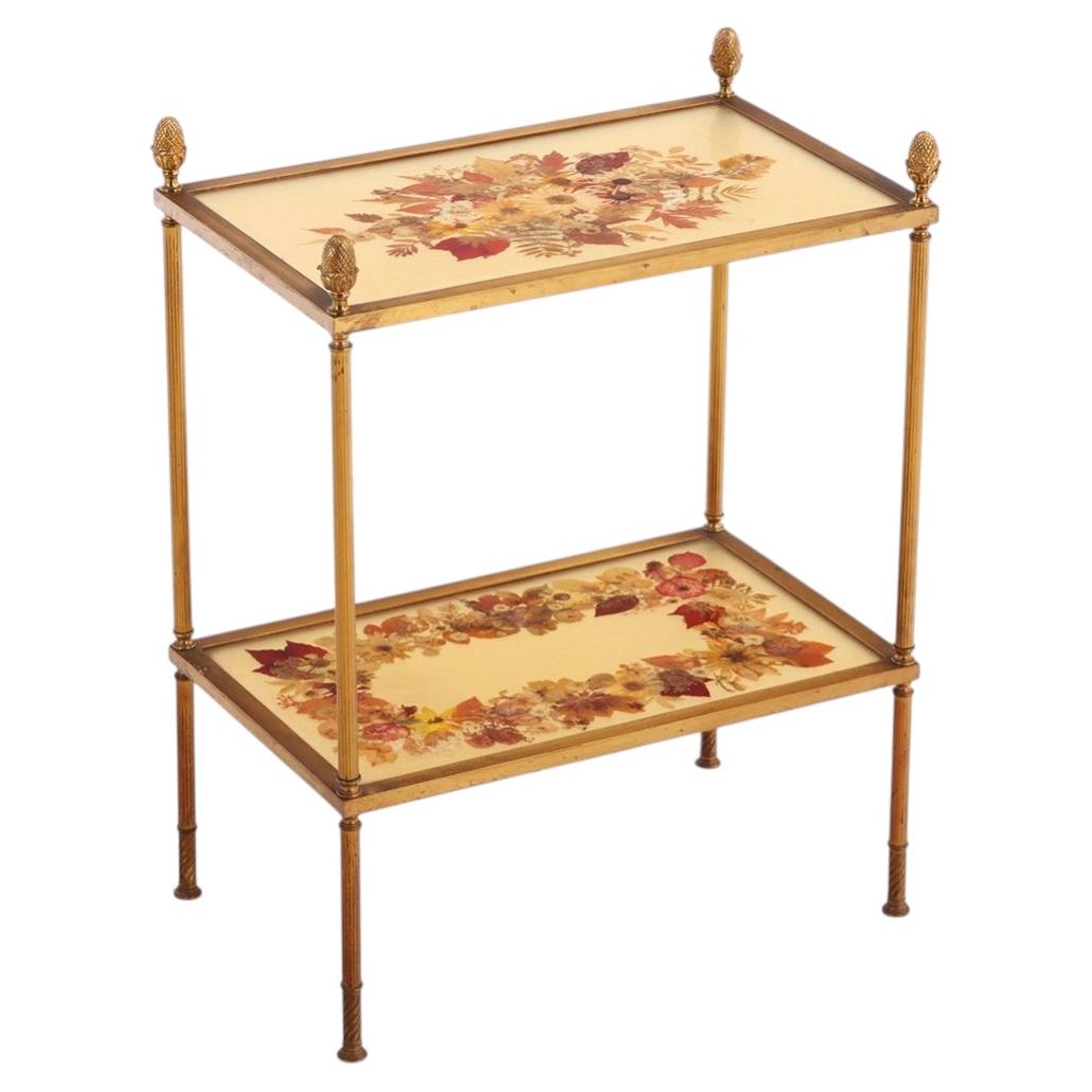 French Brass Two-Tier Occasional Table, C. 1945 For Sale
