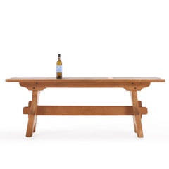 French Oak and Stone Dining Table, C. 1960.