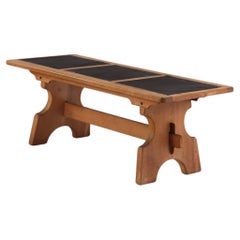 French Oak and Stone Dining Table, C. 1960.