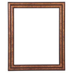 French Figured Elm Mirror with Dutch Ripple Carved Frame, C. 1920