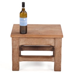 French Brutalist Style Oak Stool, C. 1960