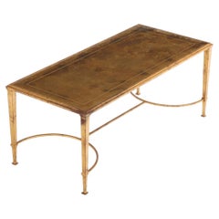 French Gilt Iron Coffee Table Attributed to Maison Ramsay, C. 1960