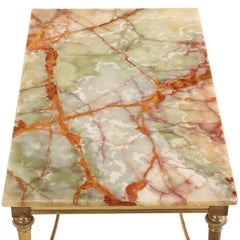 French Brass and Onyx Coffee Table in the Manner of Maison Jansen, C. 1950