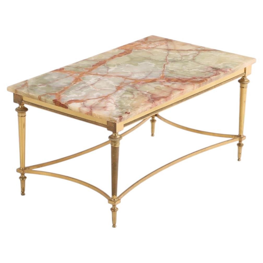 Mesa de centro francesa de latón y ónix, al estilo de Maison Jansen, hacia 1950