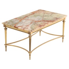 French Brass and Onyx Coffee Table in the Manner of Maison Jansen, C. 1950