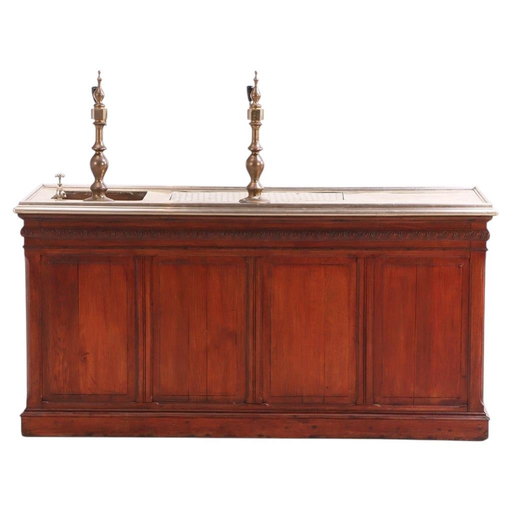 French Zinc-Top Bar Counter, C. 1900 For Sale